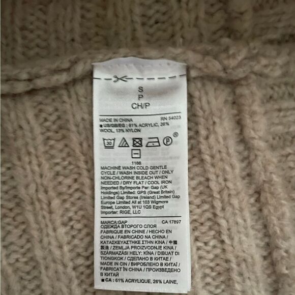 Gap Sweater Womens small Beige Chunky Ribbed Wool Blend - Picture 4 of 5